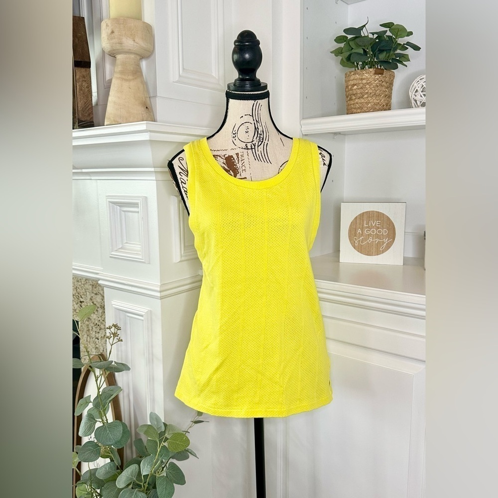Zara Athletic Mesh Tank Yellow Racerback Sleeveless Top Medium